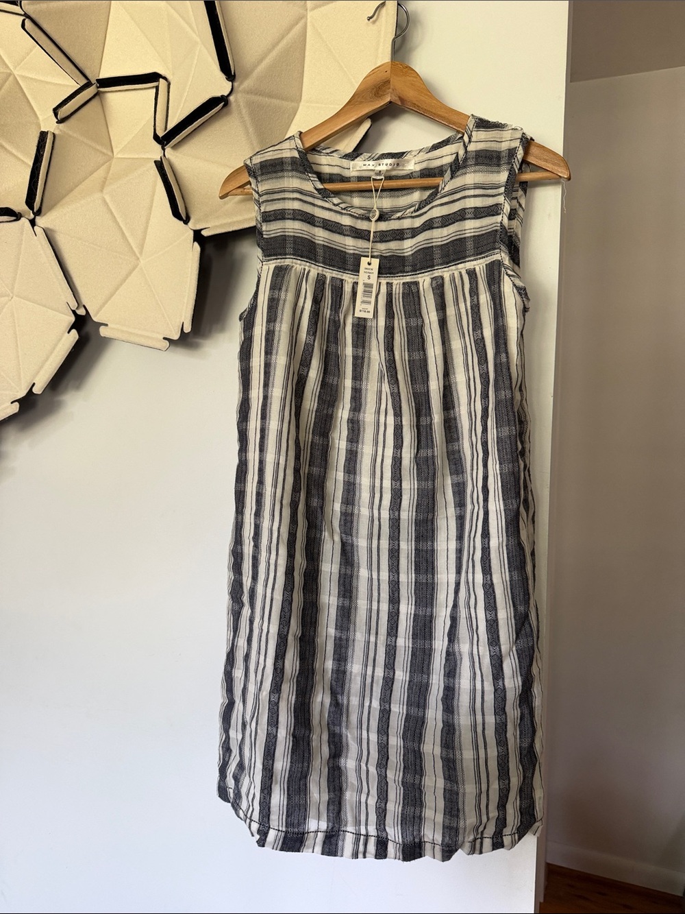 NWT max studio size  small 100% cotton striped sleeveless dress